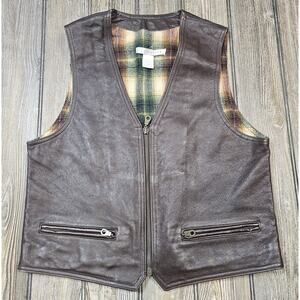 Vintage The Limited Flannel Lined Leather Vest